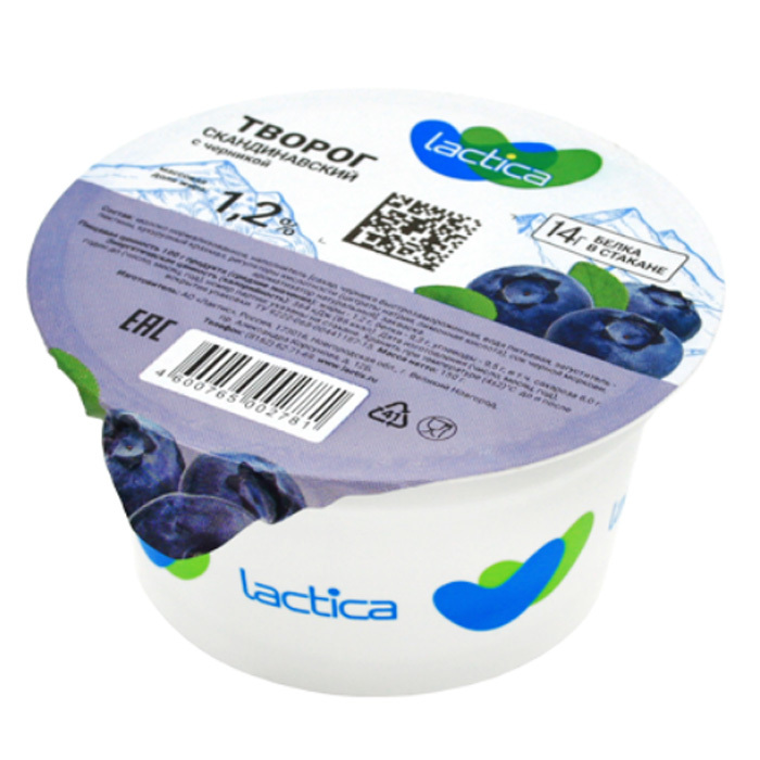 Творог Lactica скандинавский 150г черник