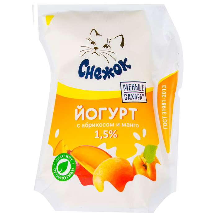 Йогурт Снежок абрикос/манго 1,5% 200гр