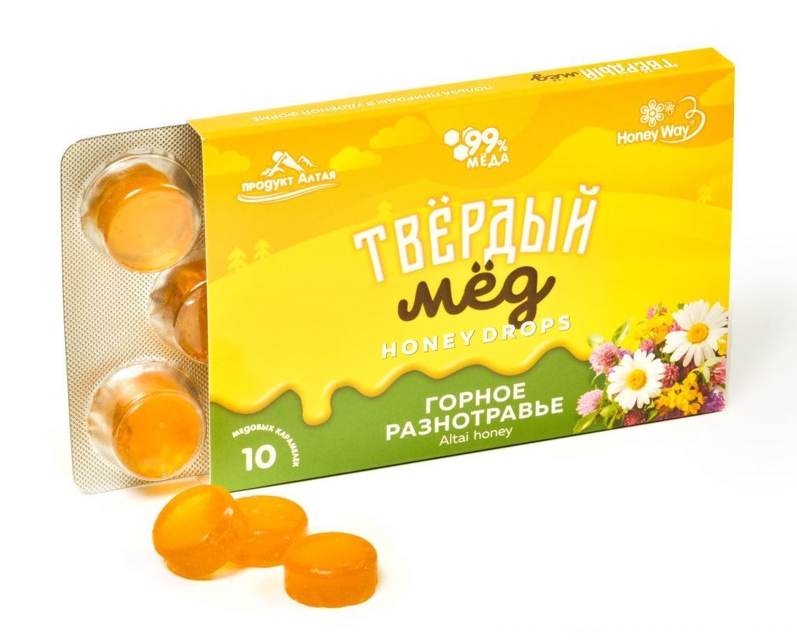 Твердый мед 30гр горное разнотравье 10шт