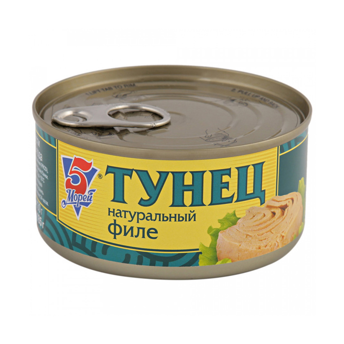 Тунец филе в масле 5 морей 185гр ж/б
