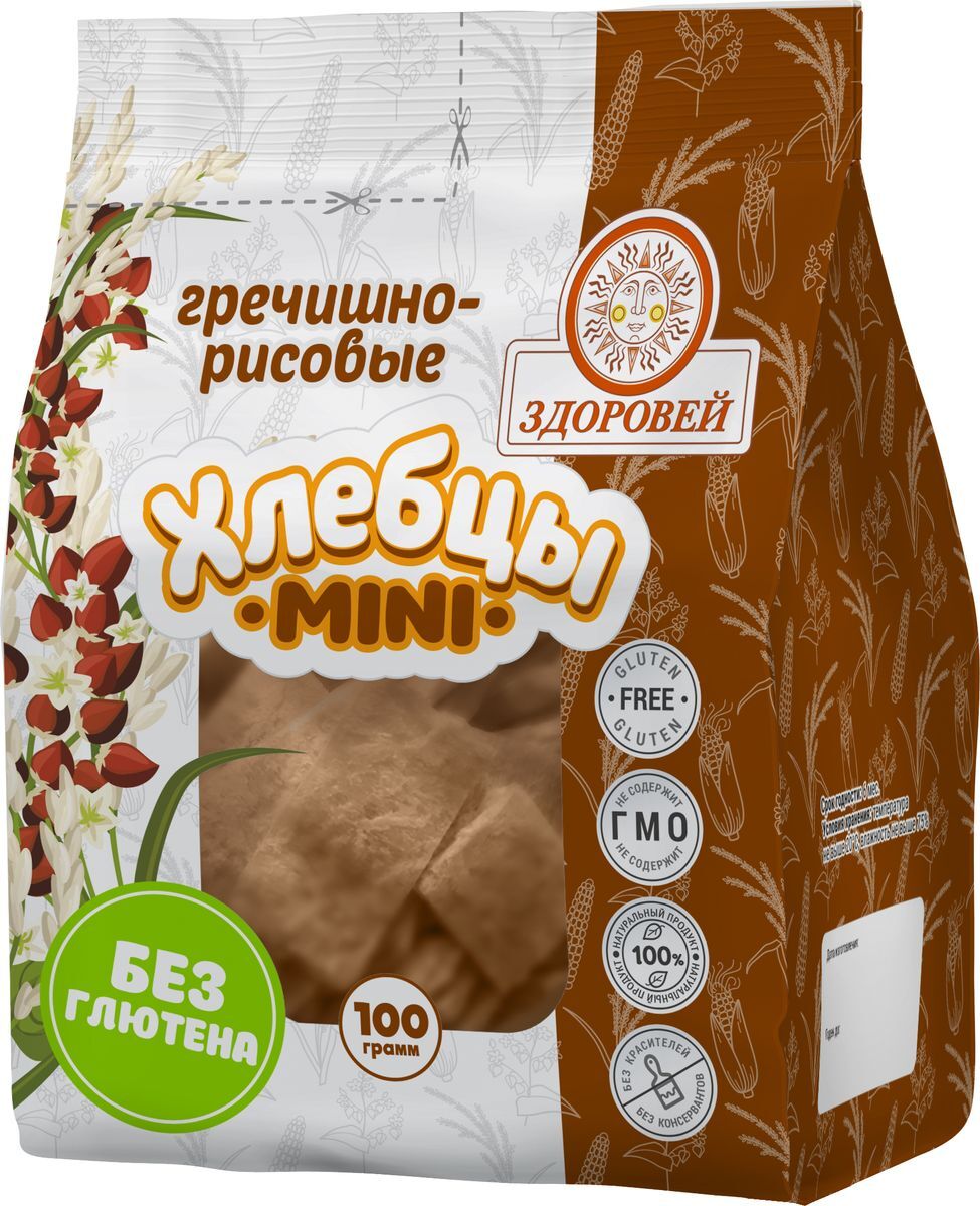 Хлебцы мини Здоровей 100гр гречишно-рисо