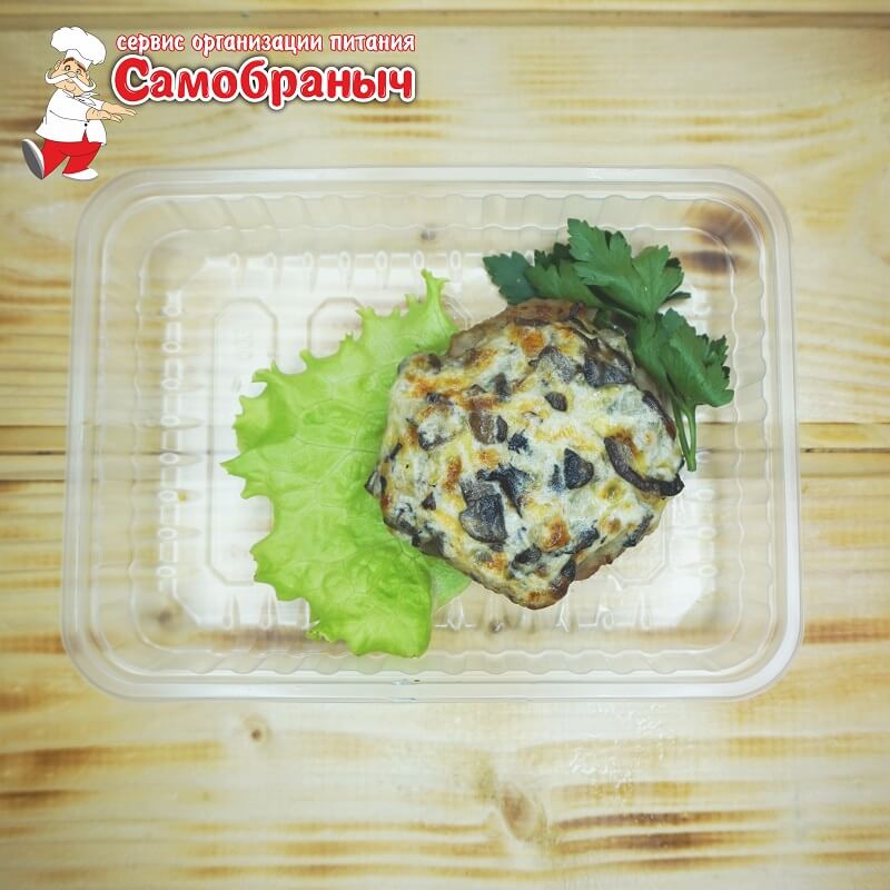 Бифштекс с грибами и сыром 100гр.