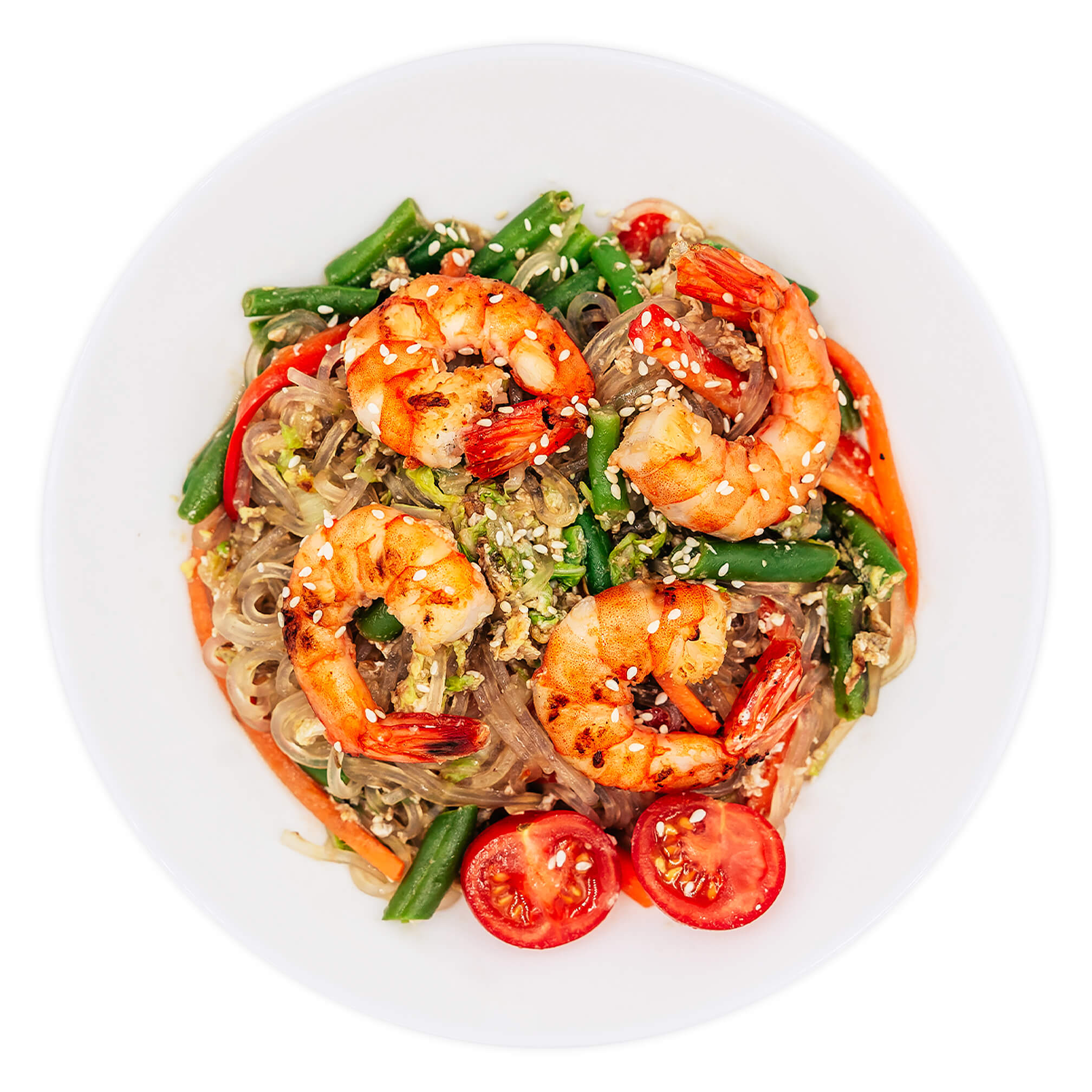 Wok фунчёза с креветкой