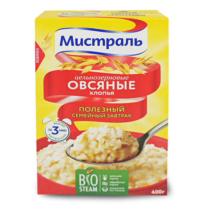 Хлопья Мистраль овсяные 400гр к/к