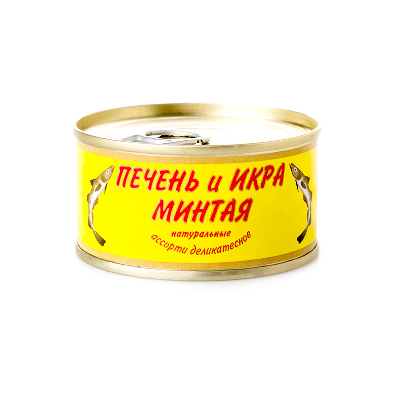 Печень и икра минтая 120гр ж/б Кайтес